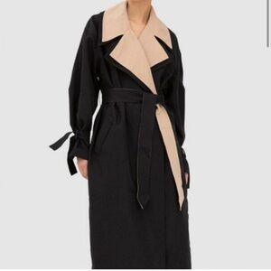 NWT- Revolve C/MEO Collective Elsewhere Trench. Black & Tan. Sz XL